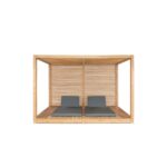 Lombok Teak Double Sun Bed with Privacy Screen - Natural Finish - Image 2