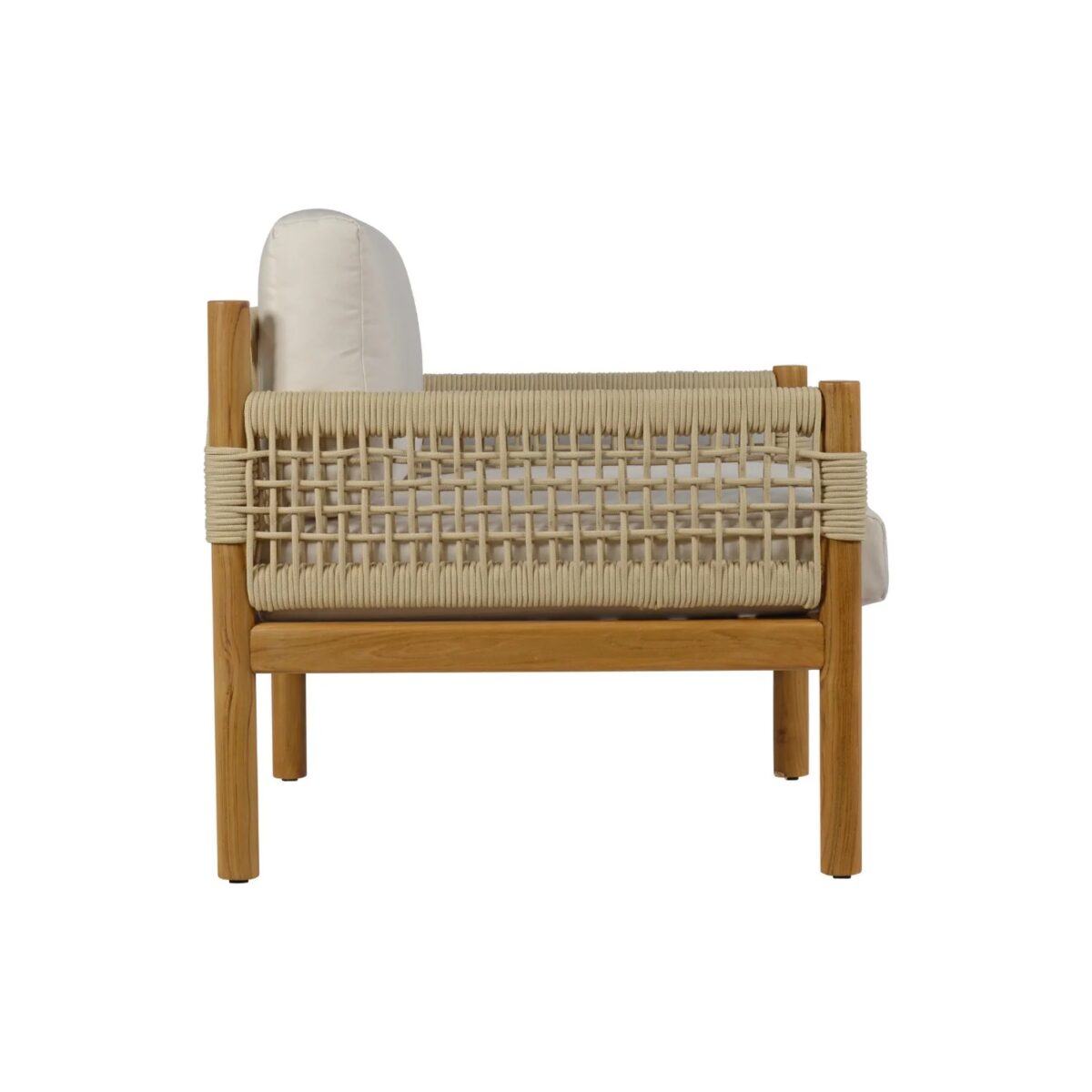 Dara Teak Lounge Chair with Woven Rope - Natural Finish - Image 3