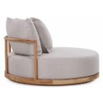 Aulia Linen Teak Lounge Chair - Ivory Finish - Image 5