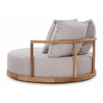 Aulia Linen Teak Lounge Chair - Ivory Finish - Image 4