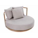 Aulia Linen Teak Lounge Chair - Ivory Finish - Image 2