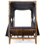 Sumbawa Teak Double Sun Lounger with Canopy - Grey - Image 5