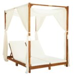 Santika Teak Canopy Daybed - Ivory Linen Finish