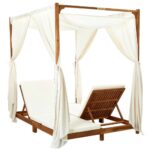 Santika Teak Canopy Daybed - Ivory Linen Finish - Image 4