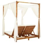 Santika Teak Canopy Daybed - Ivory Linen Finish - Image 3