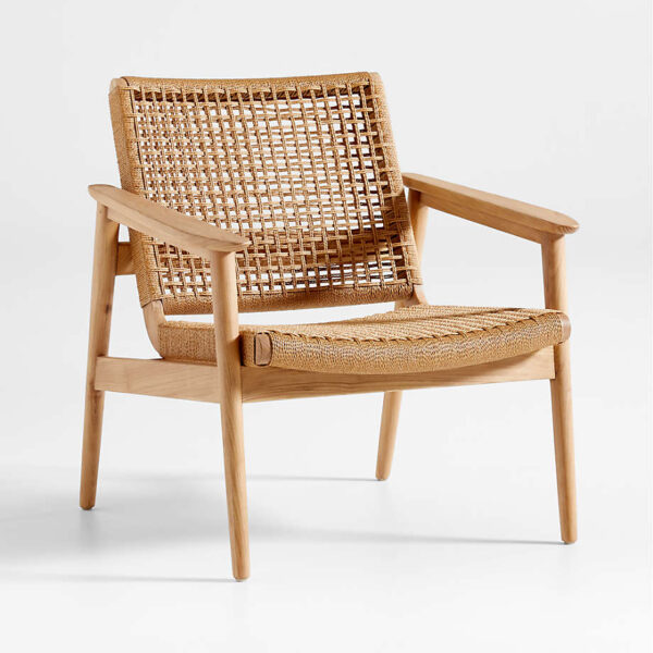 Dewi Woven Teak Lounge Chair - Natural Finish