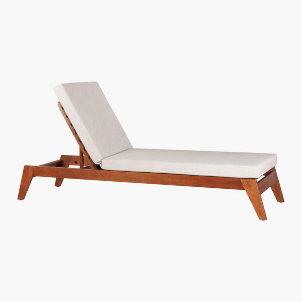 Gili Teak Single Sun Lounger with Cushion - Mahogany Finish