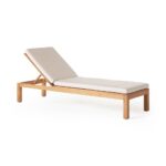 Lombok Teak Single Sun Lounger with Cushion - Natural Finish