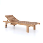 Nusa Teak Adjustable Sun Lounger with Wheels - Natural Finish