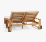 Bali Teak Adjustable Sun Lounger with Wheels - White Cushions - Image 4
