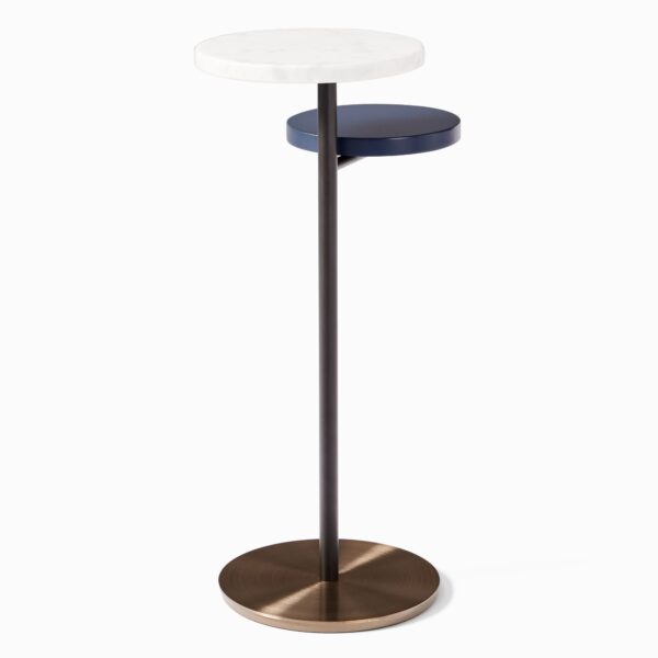 Aditya Marble Drink Table - White and Blue Finish