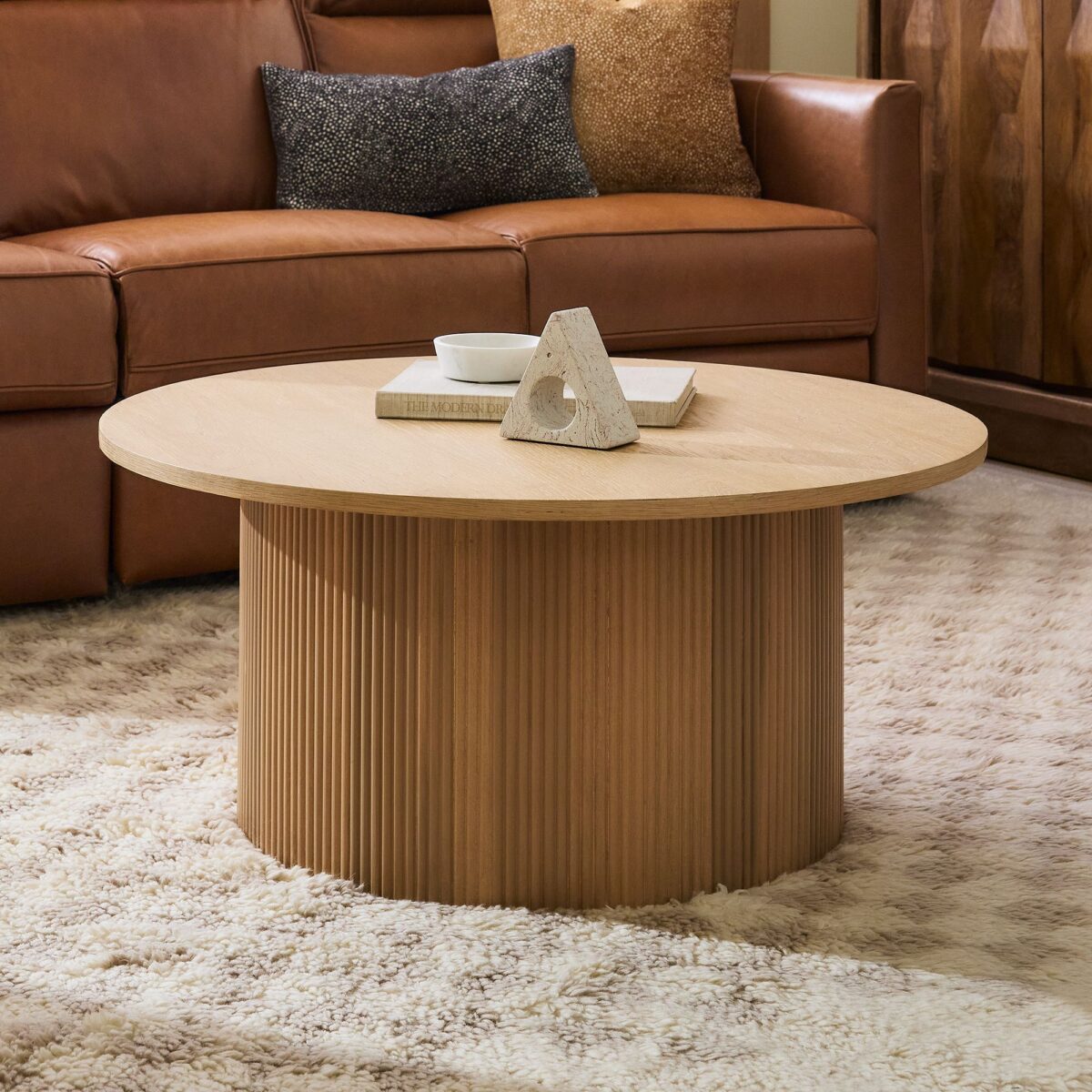 Citra Round Coffee Table - Natural Oak Finish - Image 4