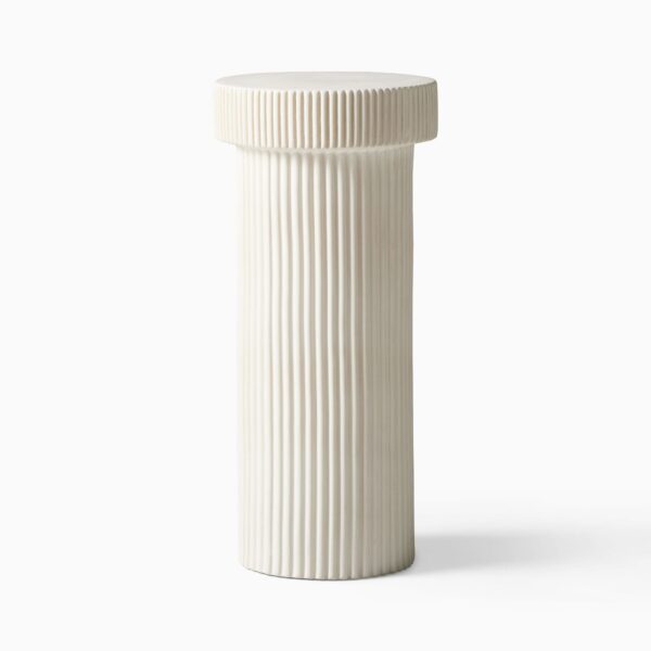 Ganesha Fluted Drink Table - Ivory Finish