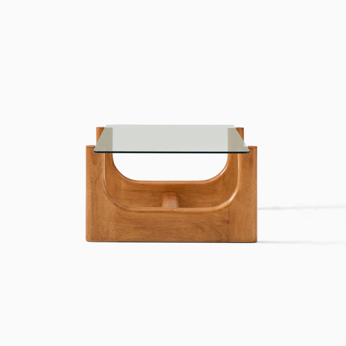 Satria Glass Coffee Table - Teak Finish - Image 4