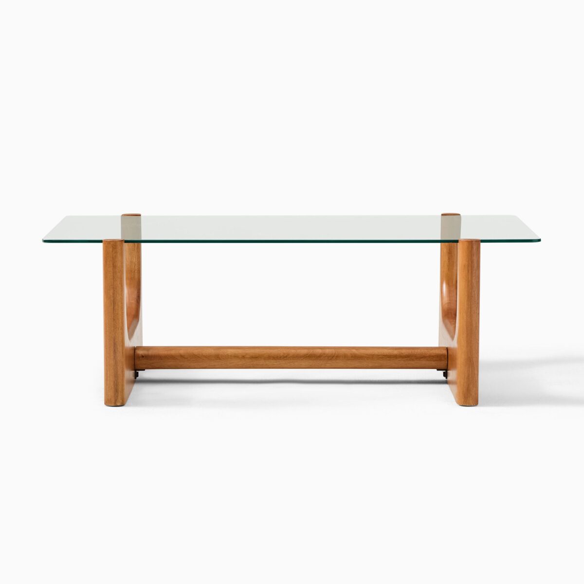 Satria Glass Coffee Table - Teak Finish - Image 3