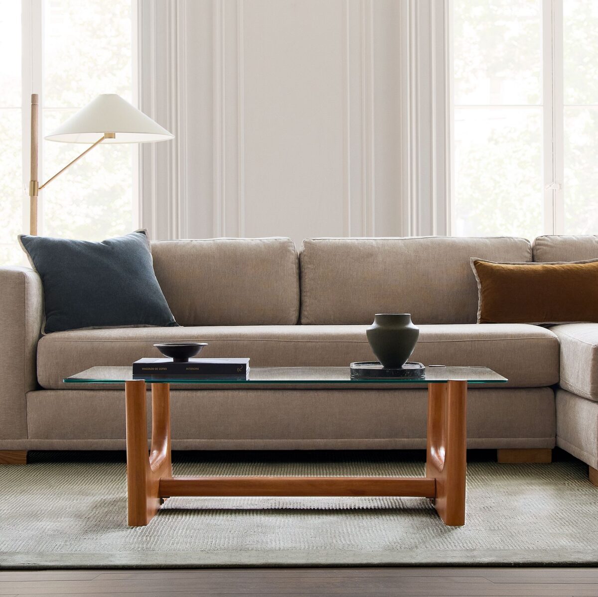 Satria Glass Coffee Table - Teak Finish - Image 6