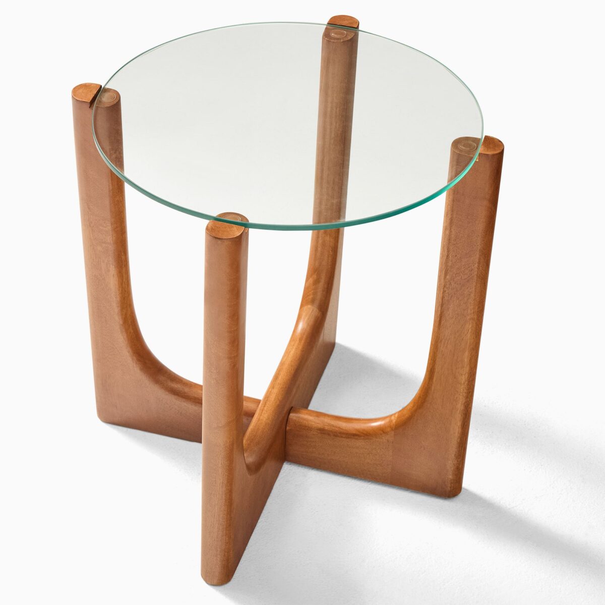 Harper Glass Teak Side Table - Natural Finish - Image 2