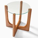Harper Glass Teak Side Table - Natural Finish - Image 2
