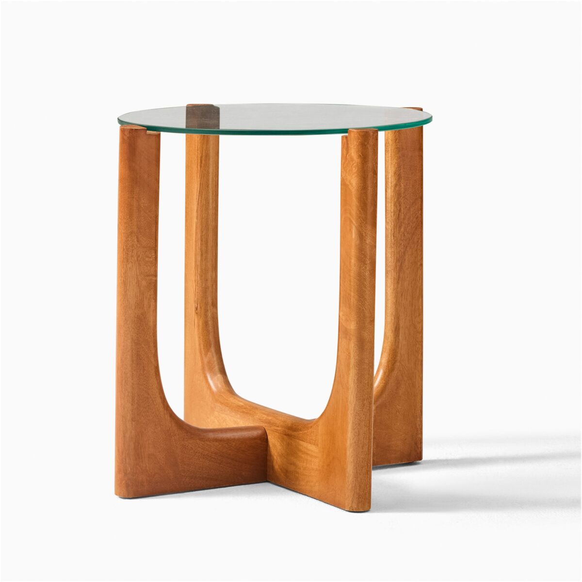 Harper Glass Teak Side Table - Natural Finish - Image 4