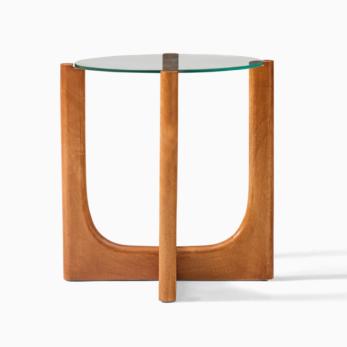 Harper Glass Teak Side Table - Natural Finish - Image 3