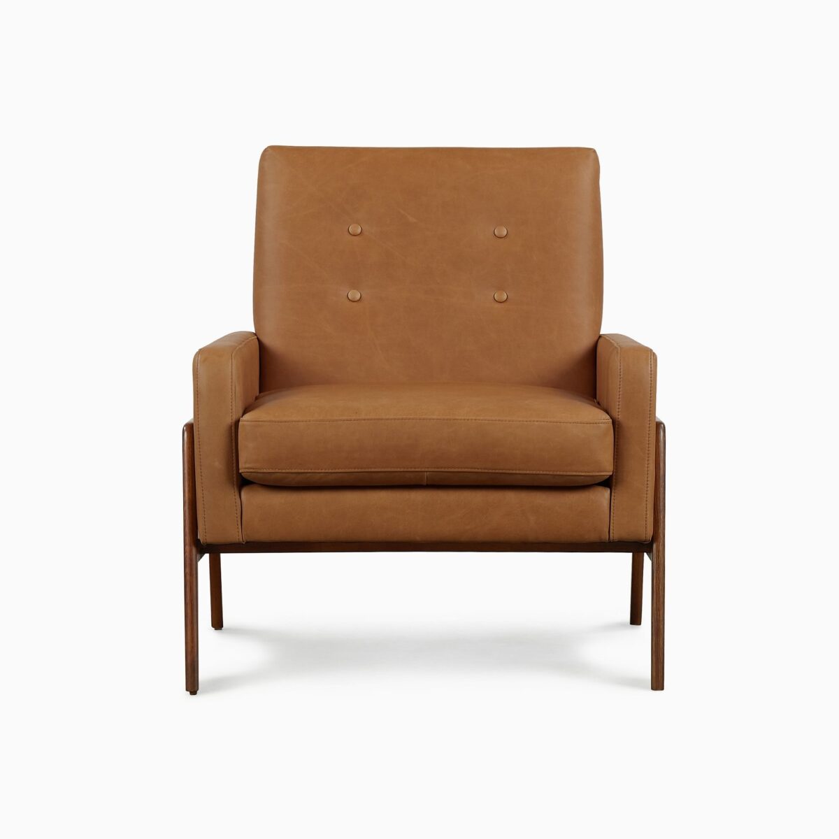 Aditya Leather Teak Lounge Chair - Cognac Finish - Image 3