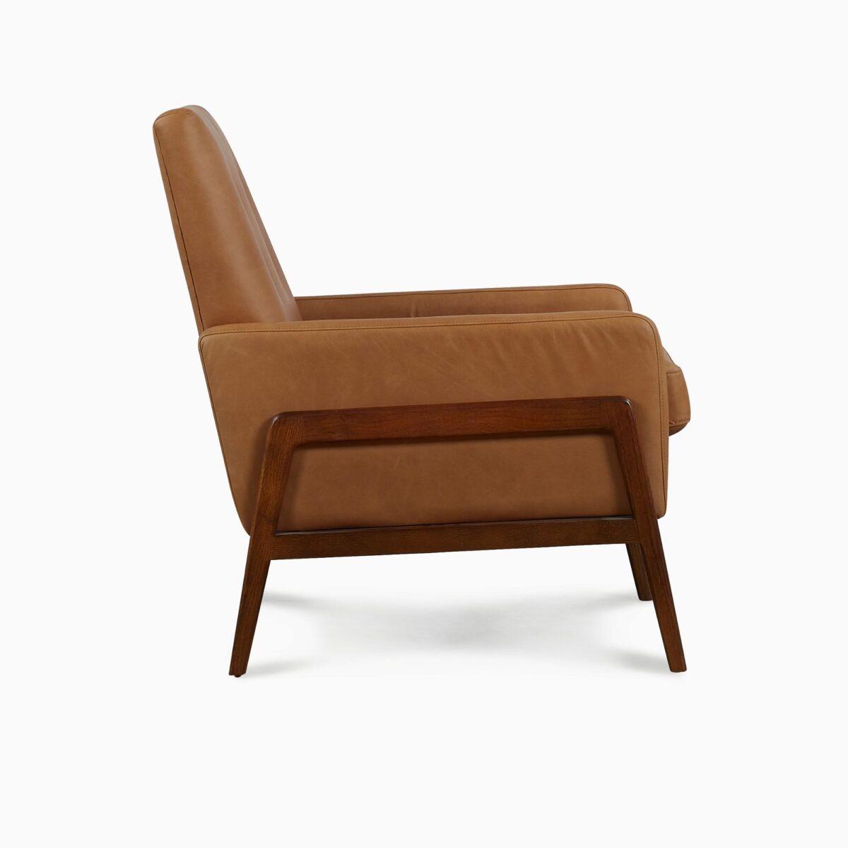 Aditya Leather Teak Lounge Chair - Cognac Finish - Image 4
