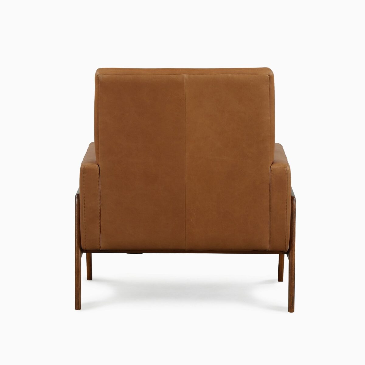 Aditya Leather Teak Lounge Chair - Cognac Finish - Image 5