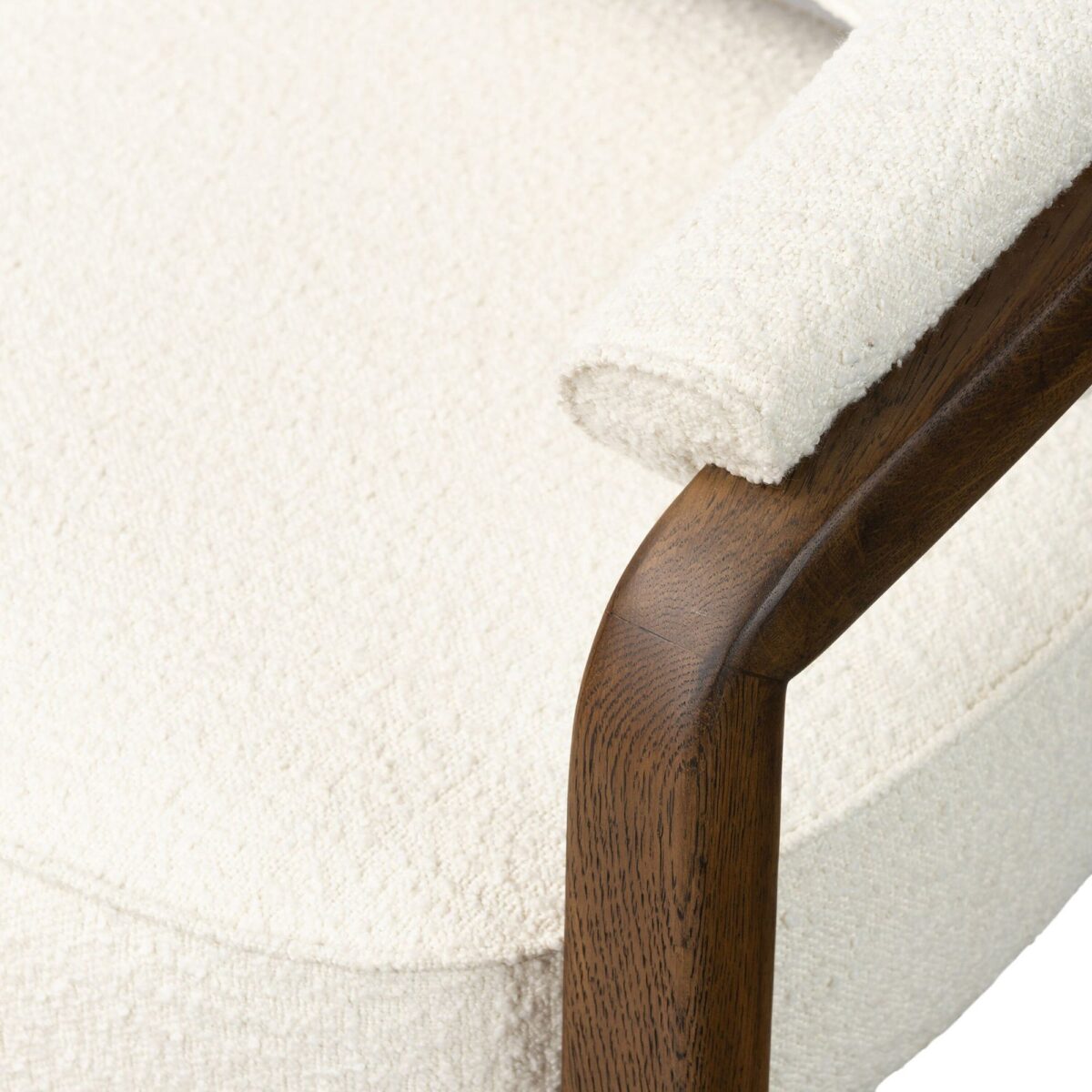 Dewi Linen Teak Lounge Chair - Ivory Finish - Image 5