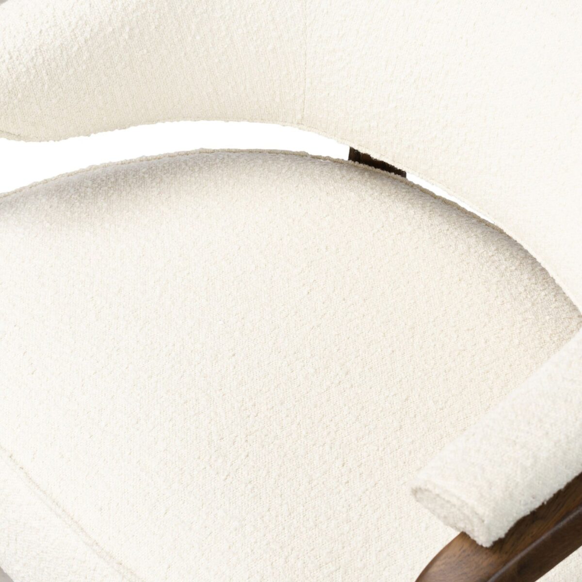 Dewi Linen Teak Lounge Chair - Ivory Finish - Image 7