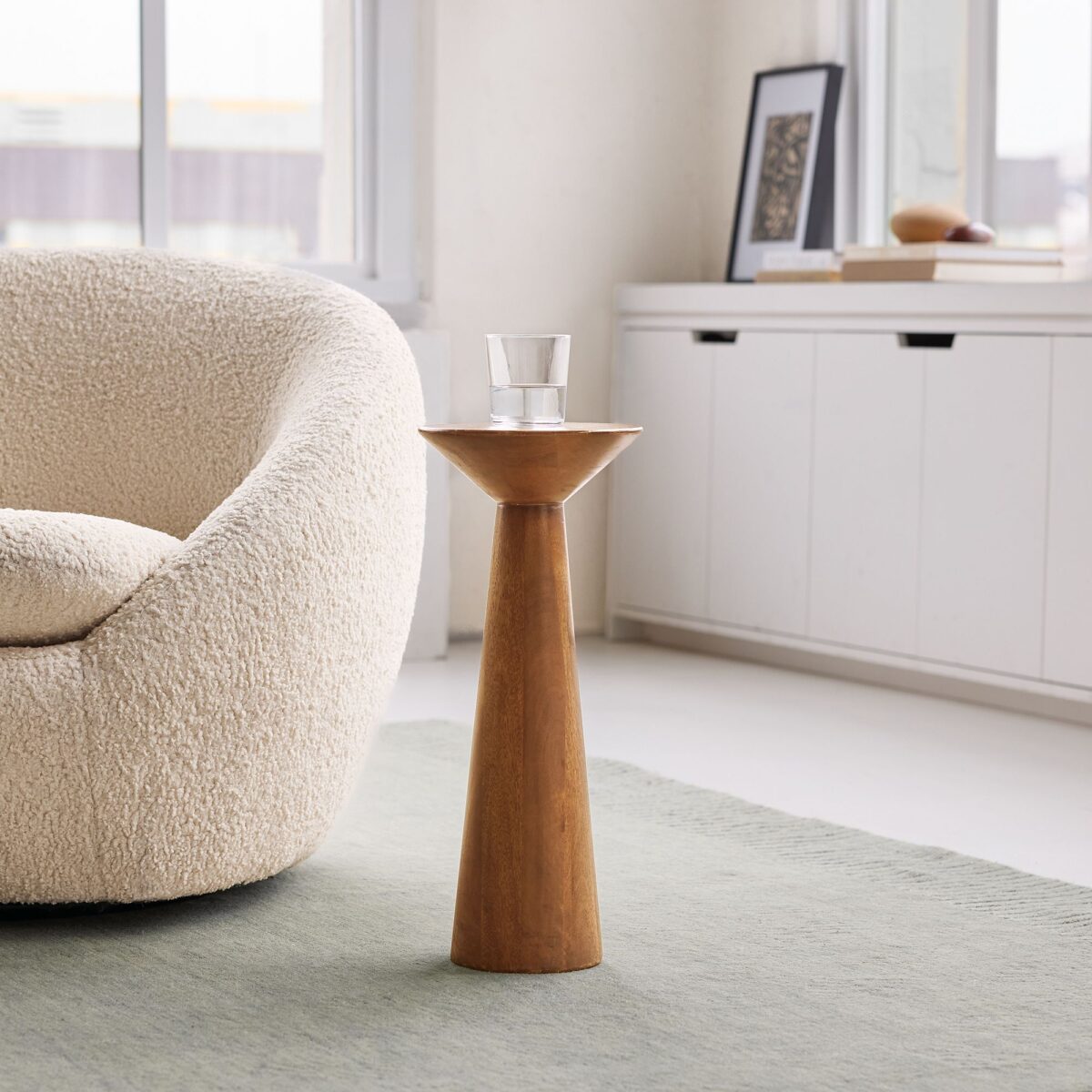 Raka Wooden Drink Table - Natural Finish - Image 4