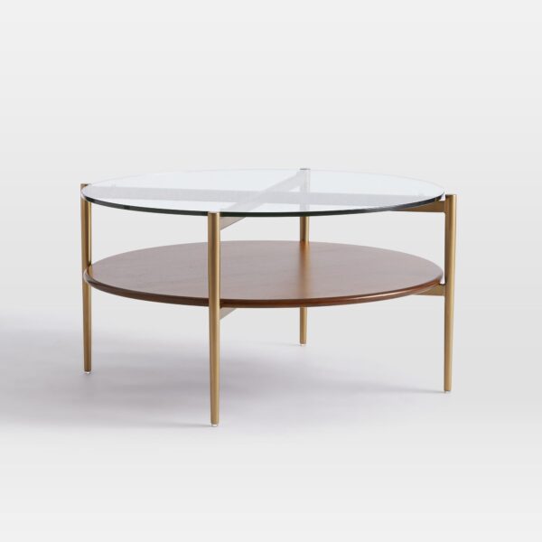 Dahlia Round Glass Coffee Table - Gold Finish