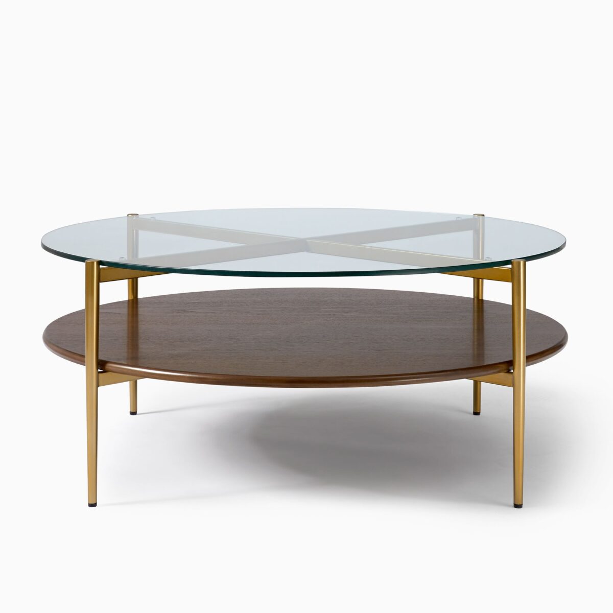 Dahlia Round Glass Coffee Table - Gold Finish - Image 2