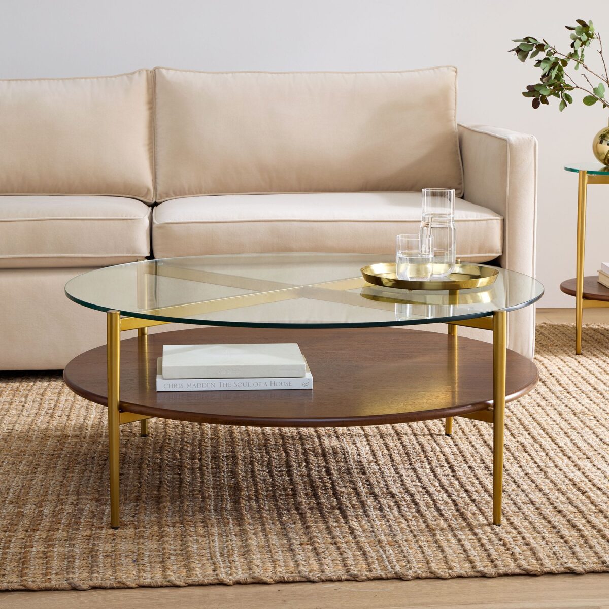 Dahlia Round Glass Coffee Table - Gold Finish - Image 5