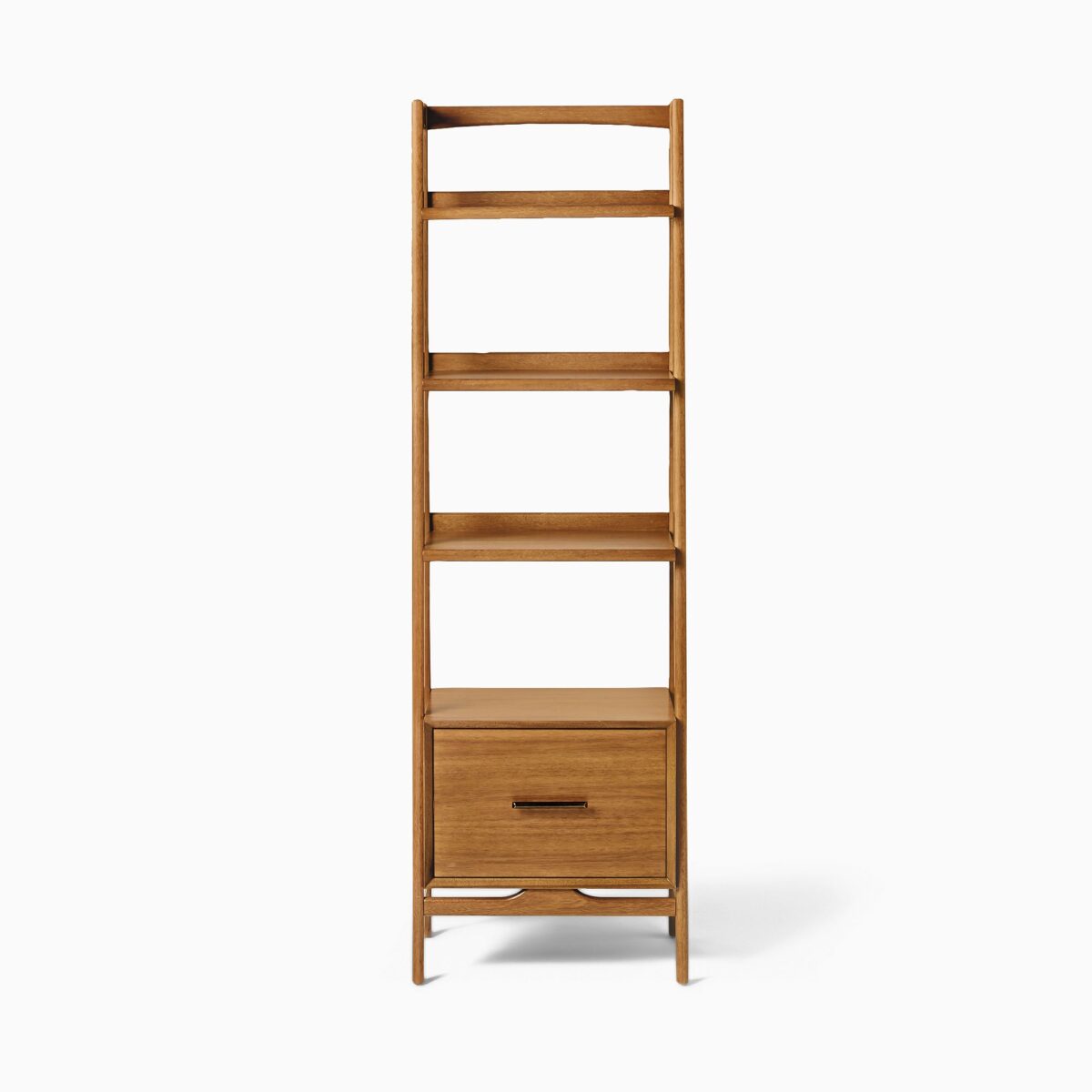 Mahendra Teak Ladder Bookshelf with Drawer - Natural Finish - Image 2