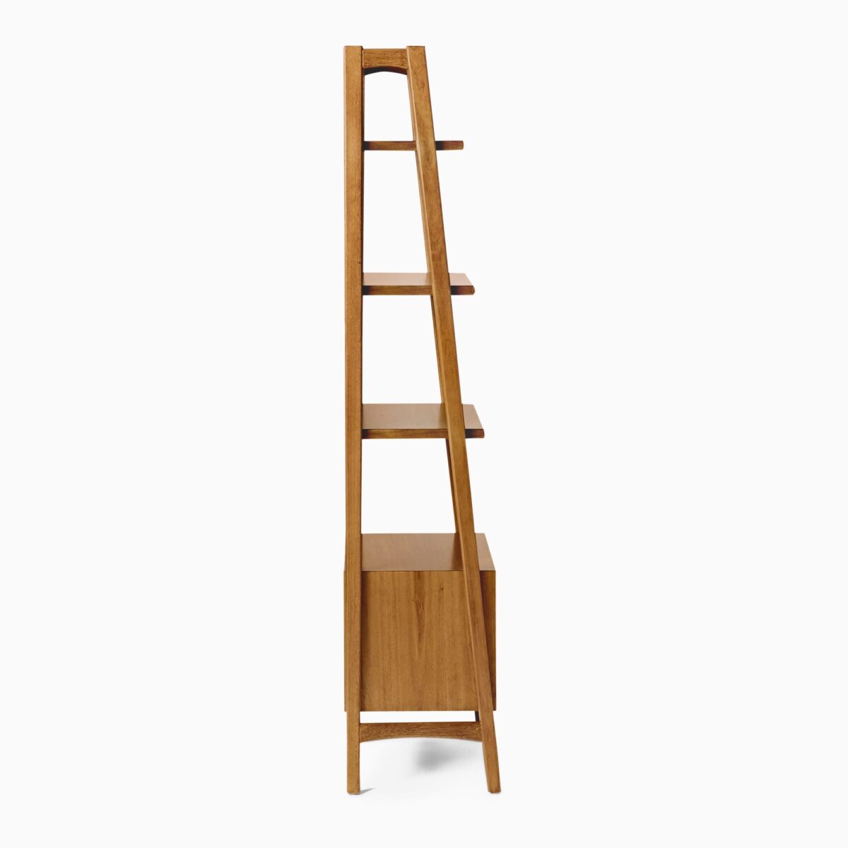 Mahendra Teak Ladder Bookshelf with Drawer - Natural Finish - Image 3