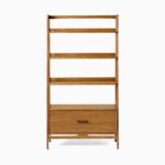 Rama Teak Ladder Bookshelf with Drawer - Natural Finish - Image 3