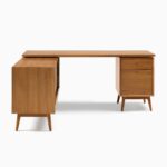 Sultan Agung L-Shaped Desk with File Cabinet & Bookcase - Natural Finish - Image 3