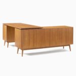 Sultan Agung L-Shaped Desk with File Cabinet & Bookcase - Natural Finish - Image 4