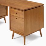 Sultan Agung L-Shaped Desk with File Cabinet & Bookcase - Natural Finish - Image 5