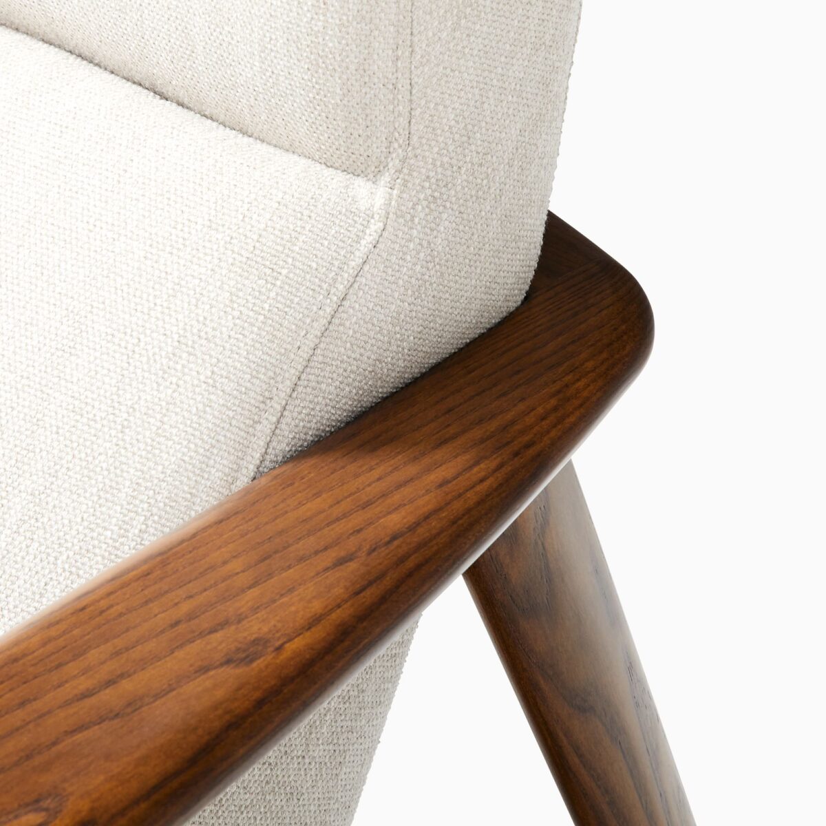 Satria Linen Teak Lounge Chair - Ivory Finish - Image 5