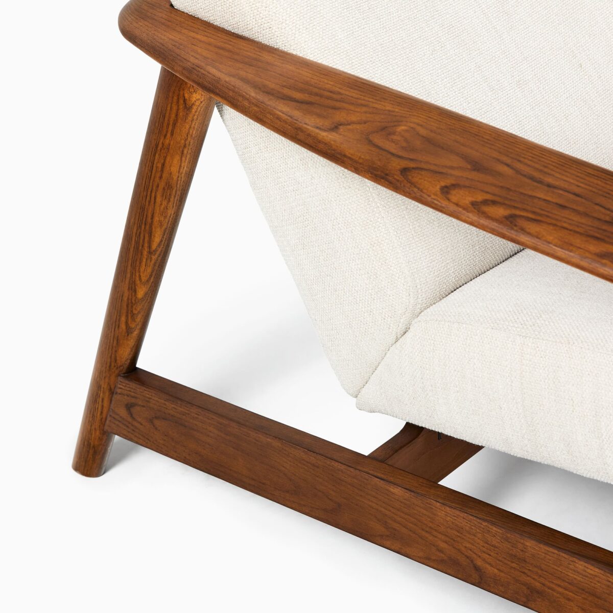 Satria Linen Teak Lounge Chair - Ivory Finish - Image 6