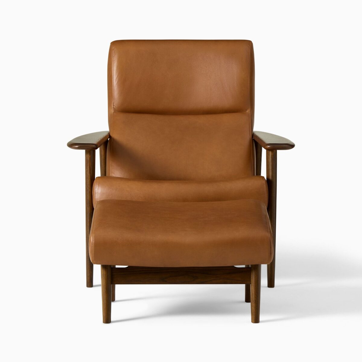 Satria Teak Leather Lounge Chair & Ottoman Set - Image 3