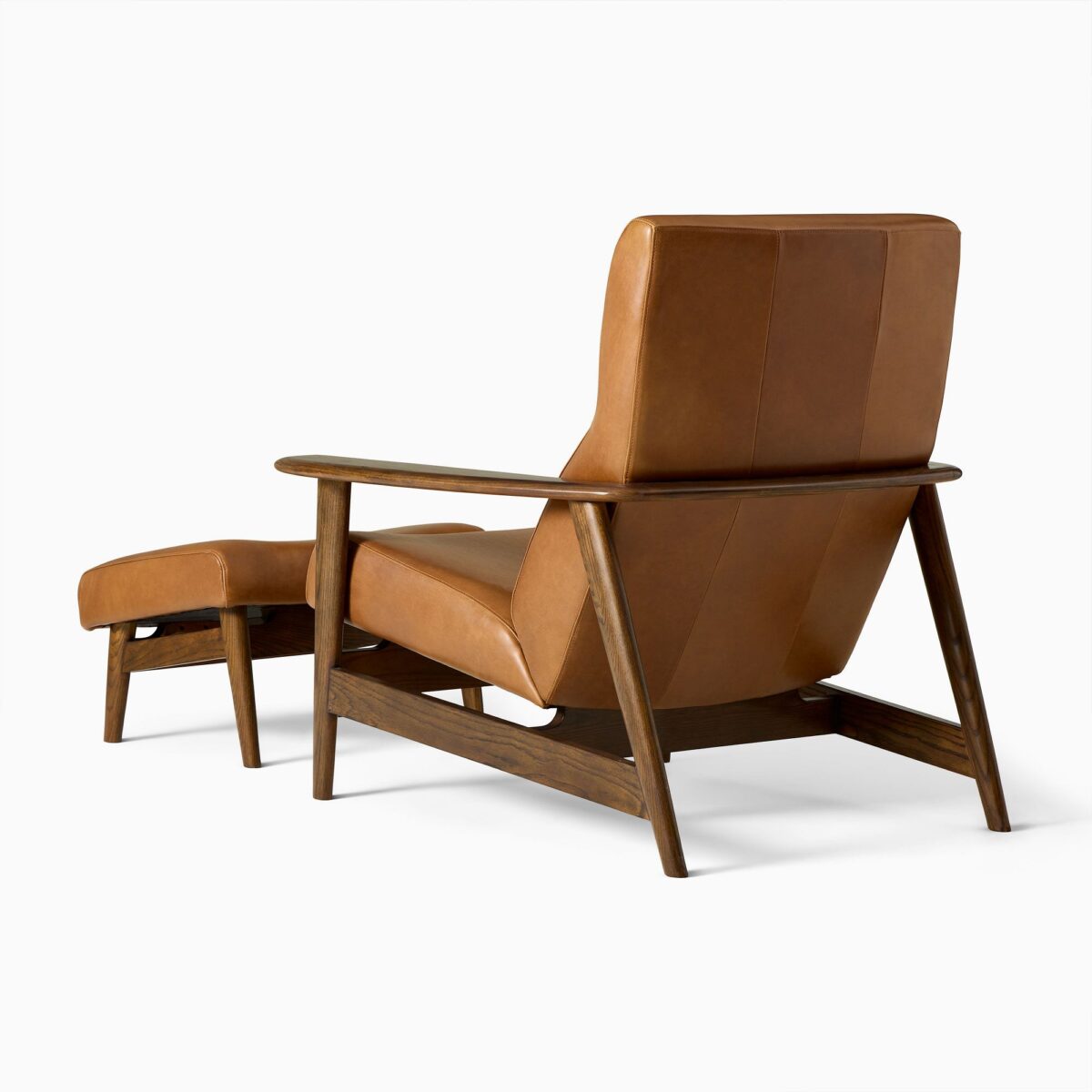 Satria Teak Leather Lounge Chair & Ottoman Set - Image 5