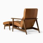 Satria Teak Leather Lounge Chair & Ottoman Set - Image 5