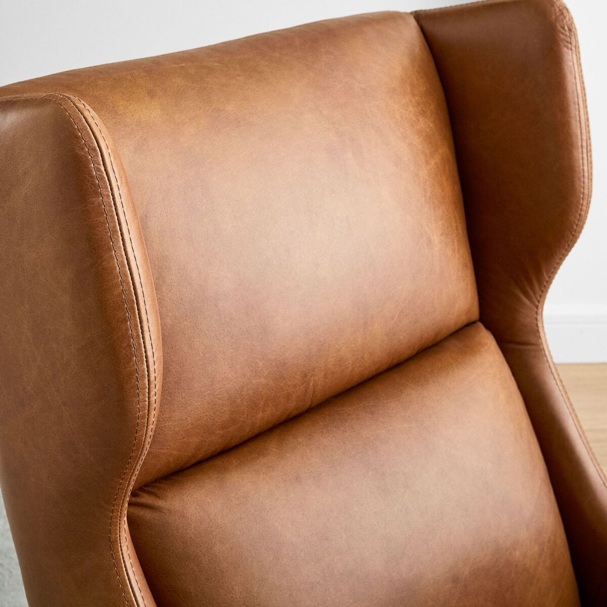 Rama Teak High Back Leather Chair - Image 5