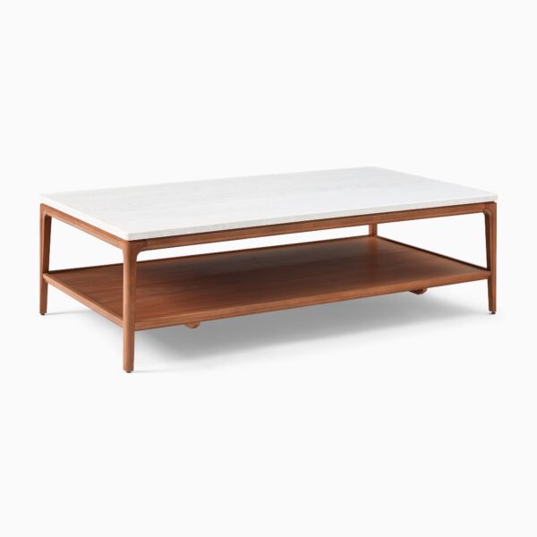 Dewi Marble Top Coffee Table - Walnut Finish