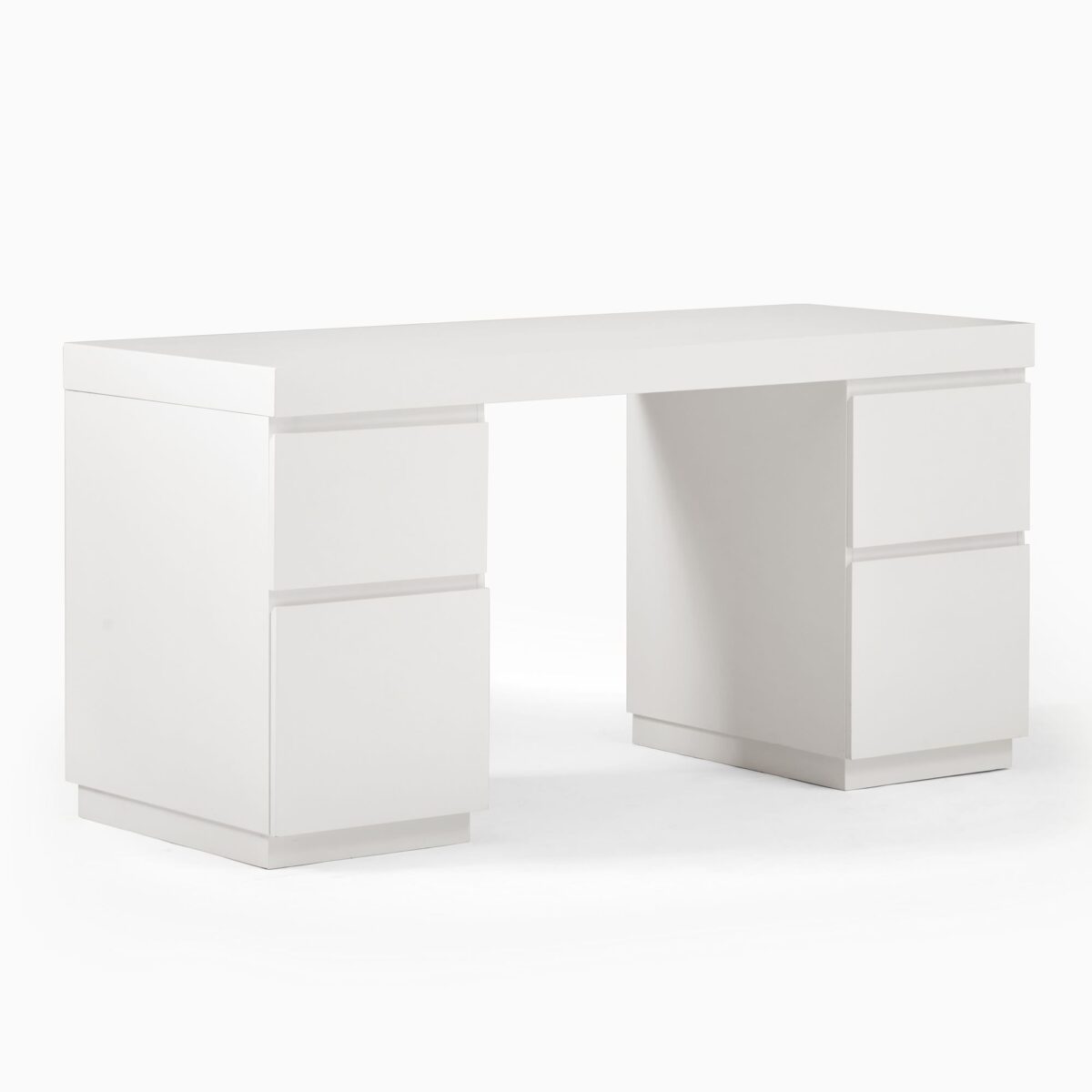 Ken Arok Modern Executive Desk - White Finish - Image 1