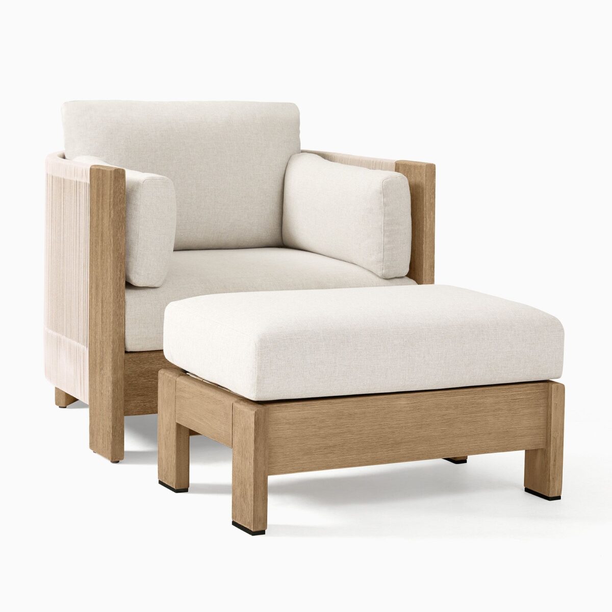 Nusantara Teak Outdoor Lounge Chair Set - Ivory Finish - Image 2