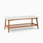 Nusantara Marble Top Coffee Table - Natural Wood Finish