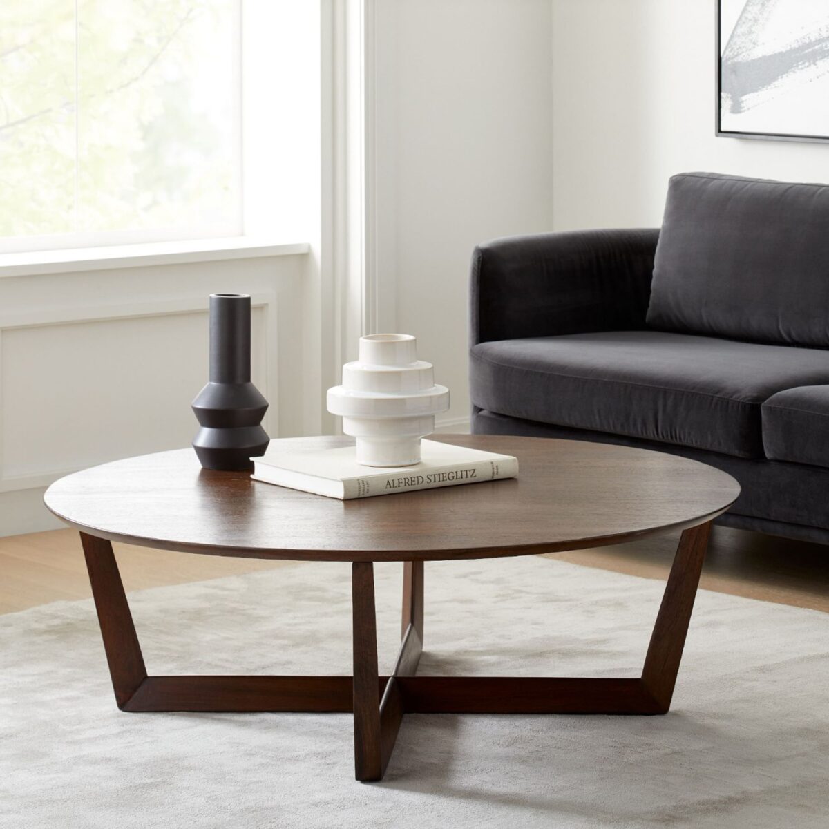 Kartini Teak Round Coffee Table - Mahogany Finish - Image 5